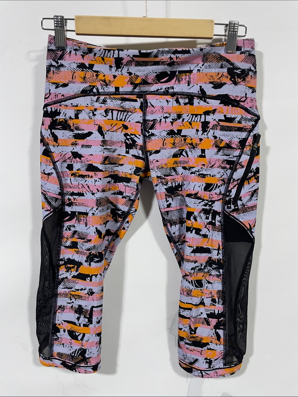 lululemon athletica Pink, Orange & Black Abstract Capri Leggings